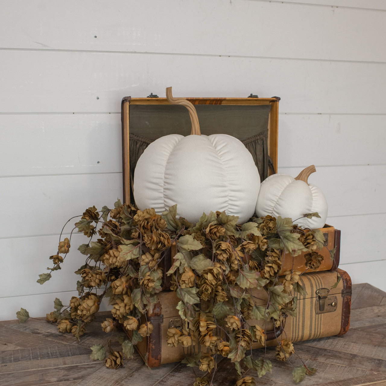 14.5" Off White Fabric Pumpkin