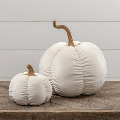 14.5" Off White Fabric Pumpkin