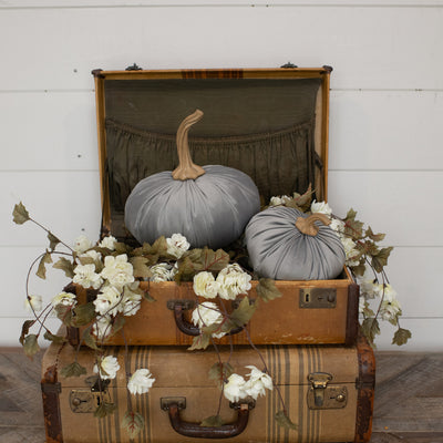 9" Grey Fabric Pumpkin