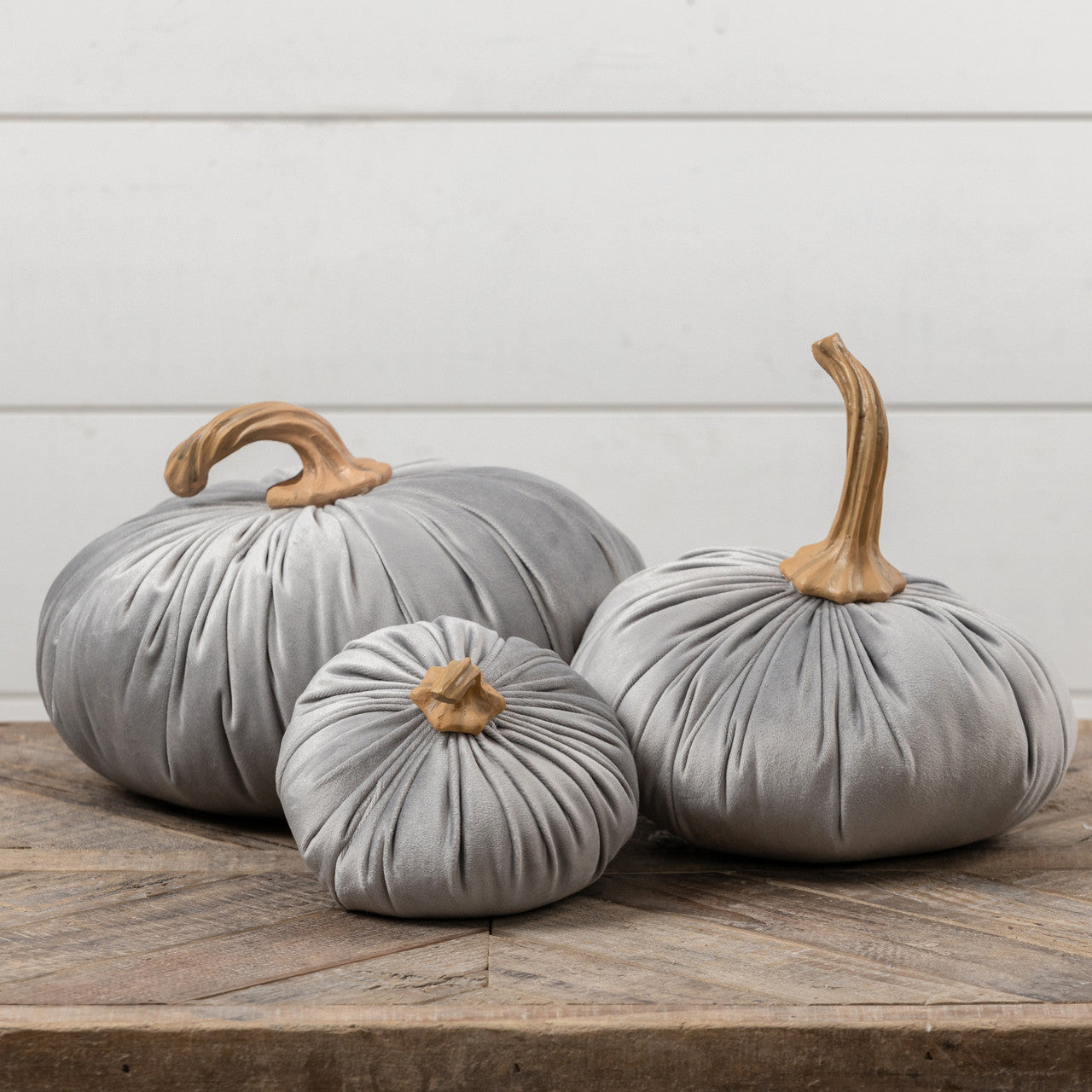 9" Grey Fabric Pumpkin