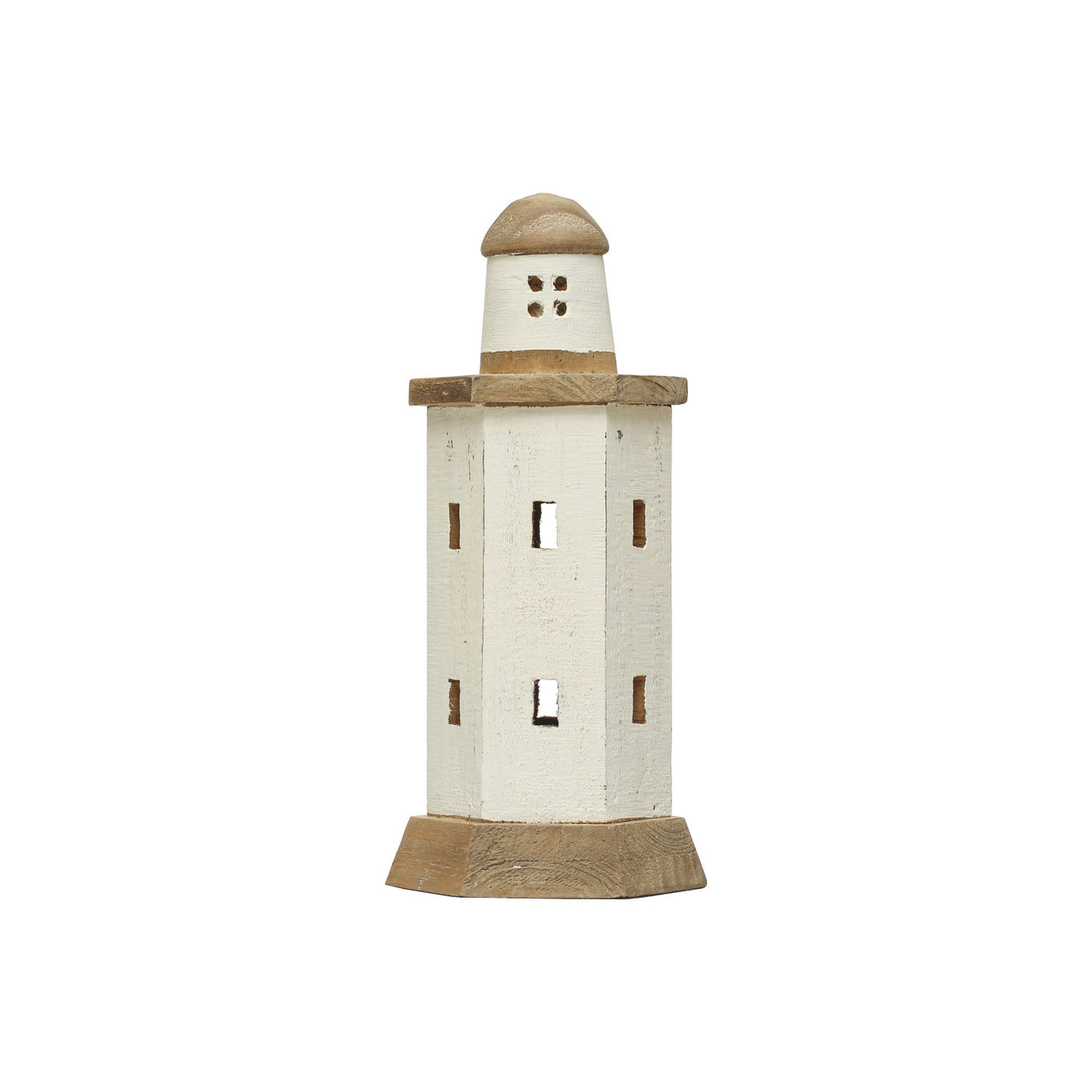 Wood Lighthouse, White & Natural, Small