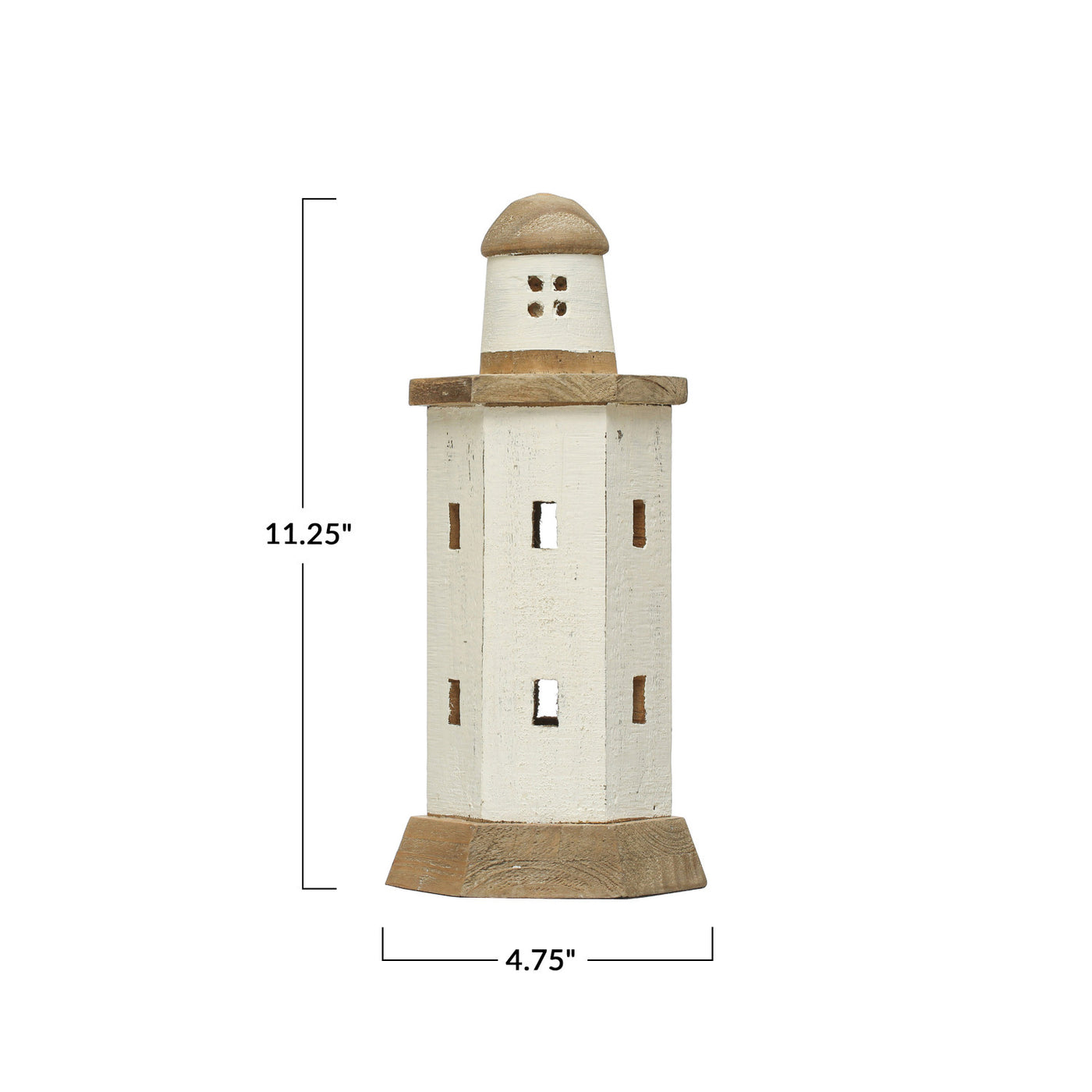Wood Lighthouse, White & Natural, Small