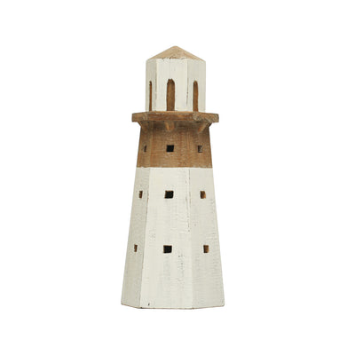 Wood Lighthouse, White & Natural, Large