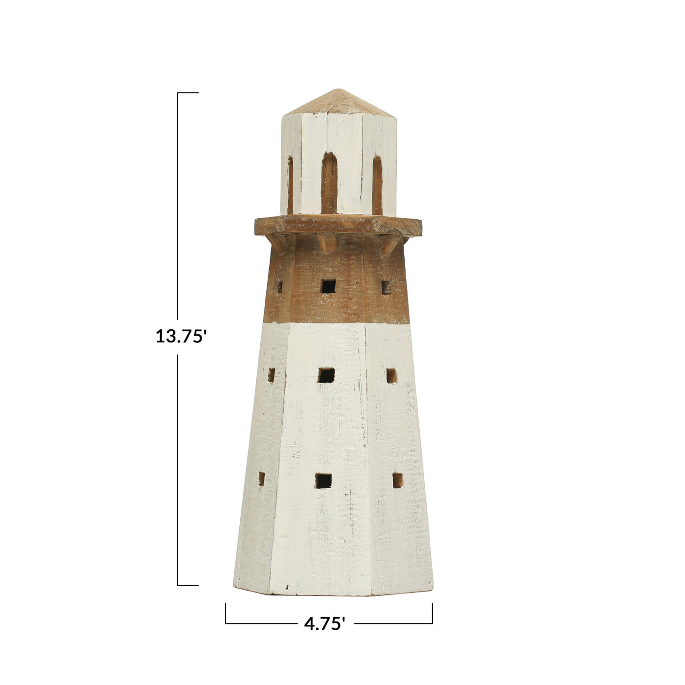 Wood Lighthouse, White & Natural, Large