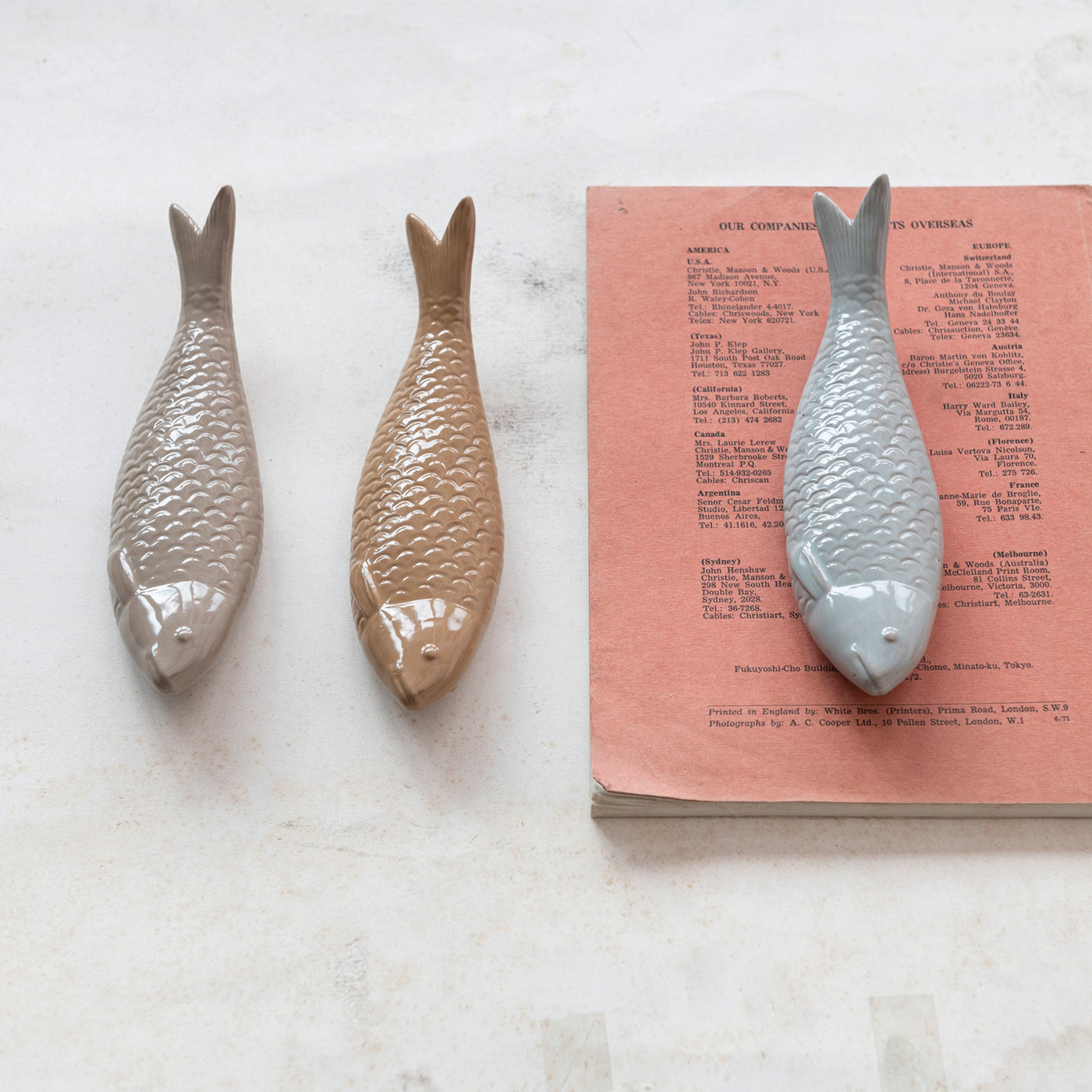 Sculpted Stoneware Fish, 3 Colors