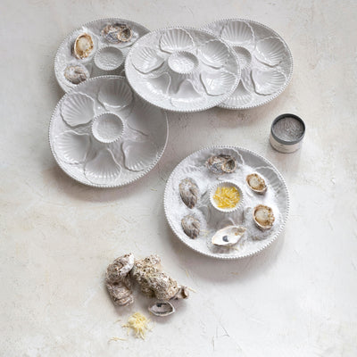 Stoneware Oyster Plate, Matte White