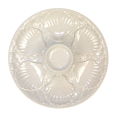 Stoneware Oyster Plate, Matte White