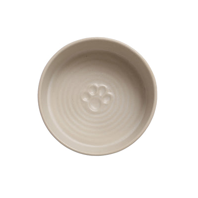 Debossed Stoneware Pet Bowl, Cream