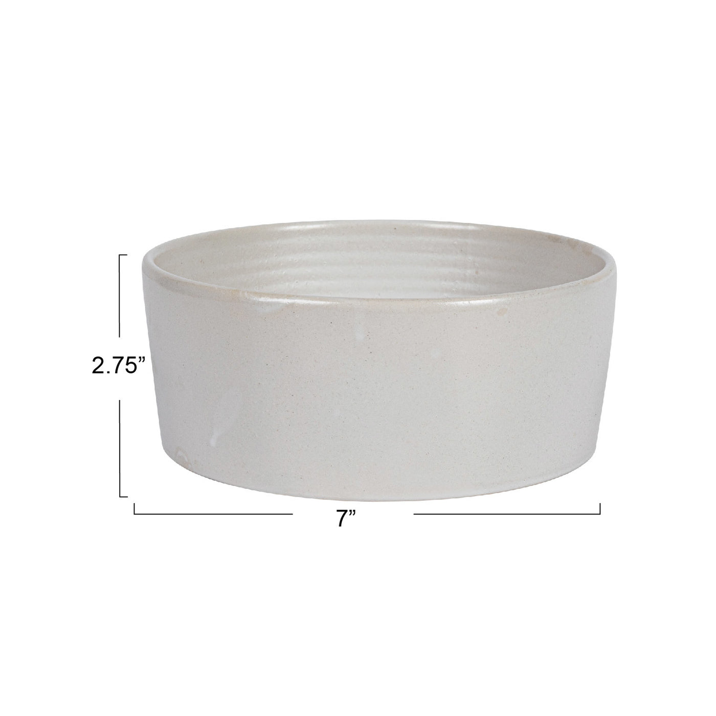 Debossed Stoneware Pet Bowl, Cream