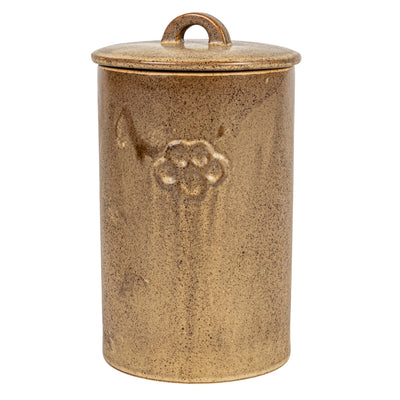 Debossed Stoneware Treat Canister, Brown