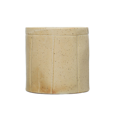 Decorative Stoneware Crock, Beige