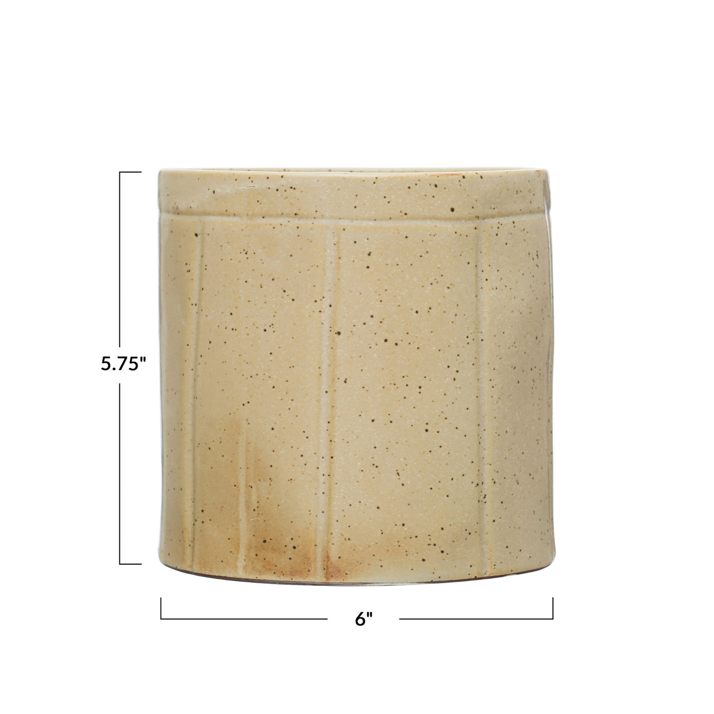 Decorative Stoneware Crock, Beige