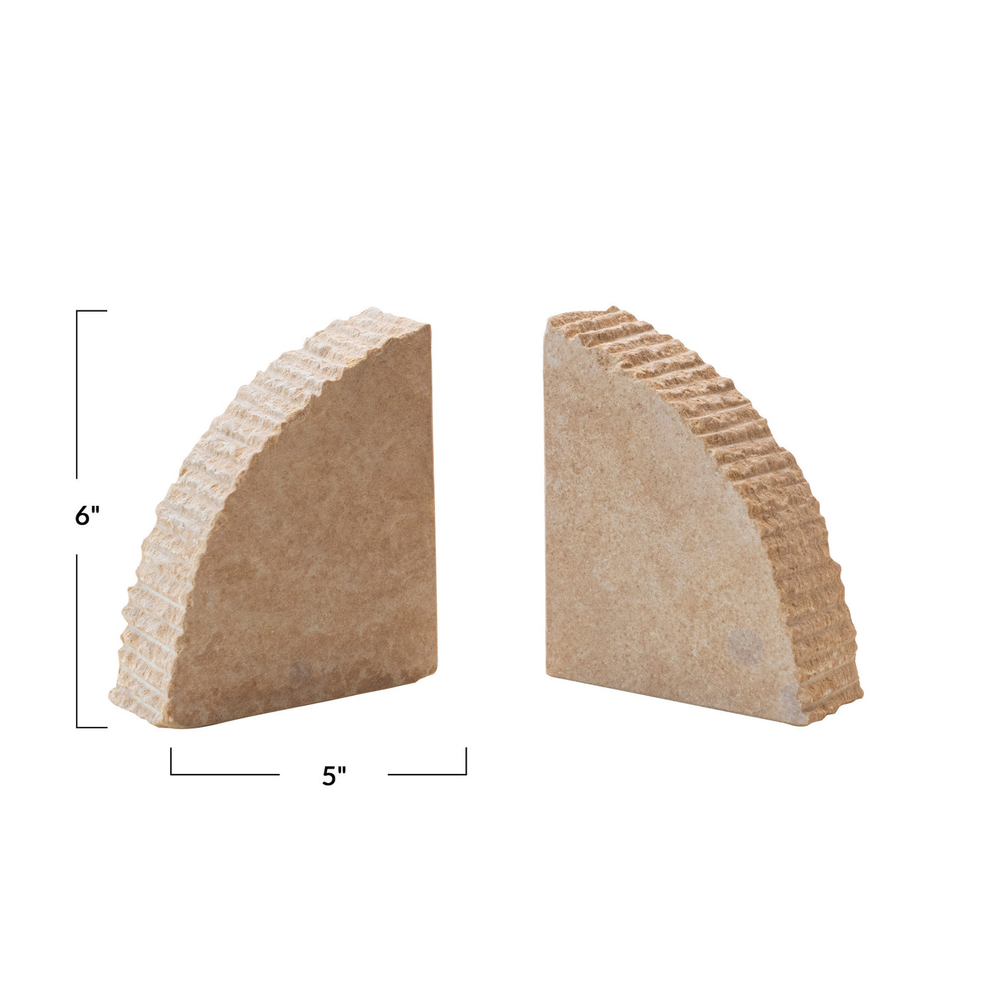 Sandstone Bookends w/ Ribbed Edge