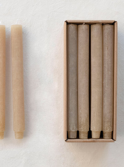 Linen Unscented Pleated Taper Candles, Set of 12