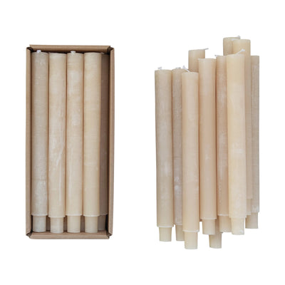 Cream Unscented Pleated Taper Candles, Set of 12