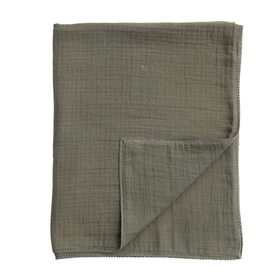 Olive Cotton Double Cloth Baby Blanket