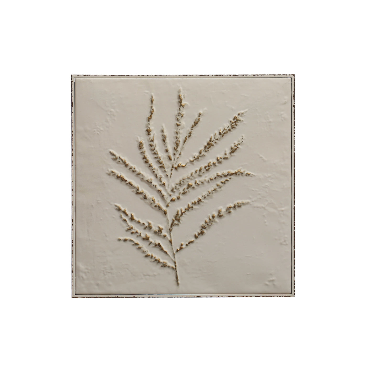 15" Square Embossed Metal Wall Décor w/ Botanical