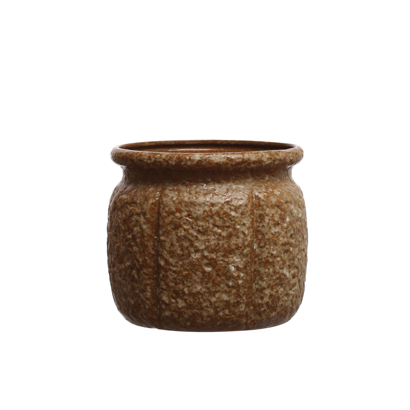 Brown Textured Stoneware Planter, 7"