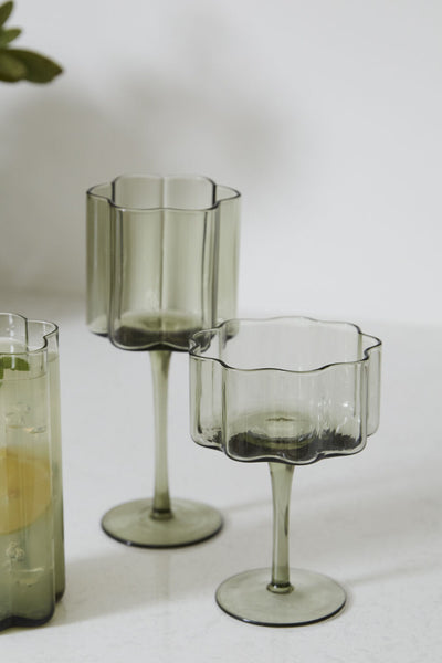 Green Floret Coupe Glass