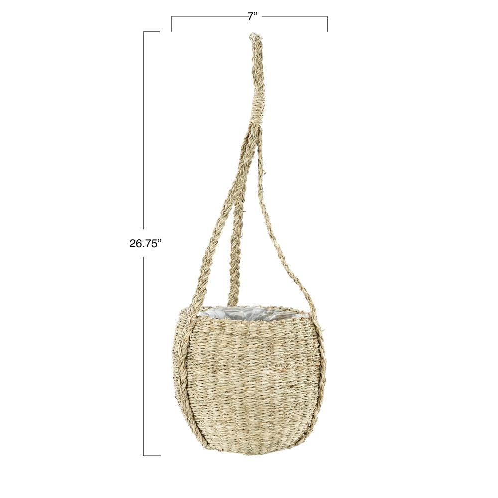 8" Round Hand Woven Hanging Seagrass