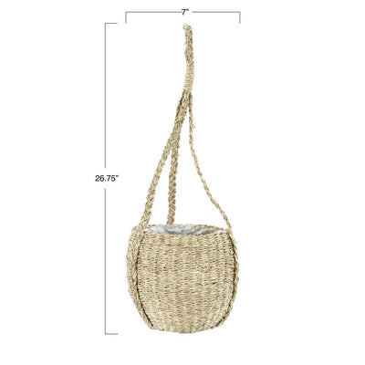 8" Round Hand Woven Hanging Seagrass