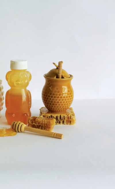 Golden Honey Jar with Honey Dipper