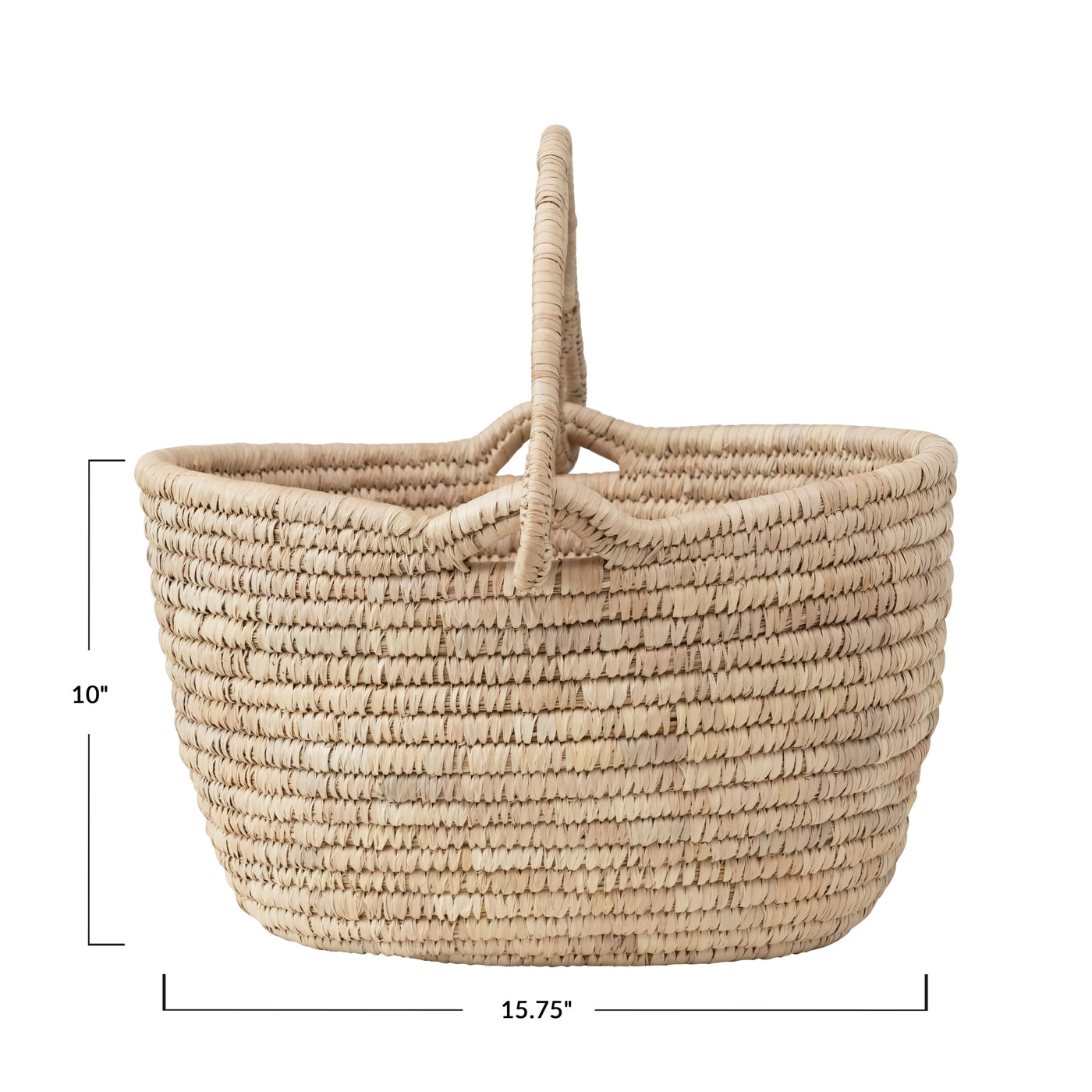 Oval Hand-Woven Basket with Handle