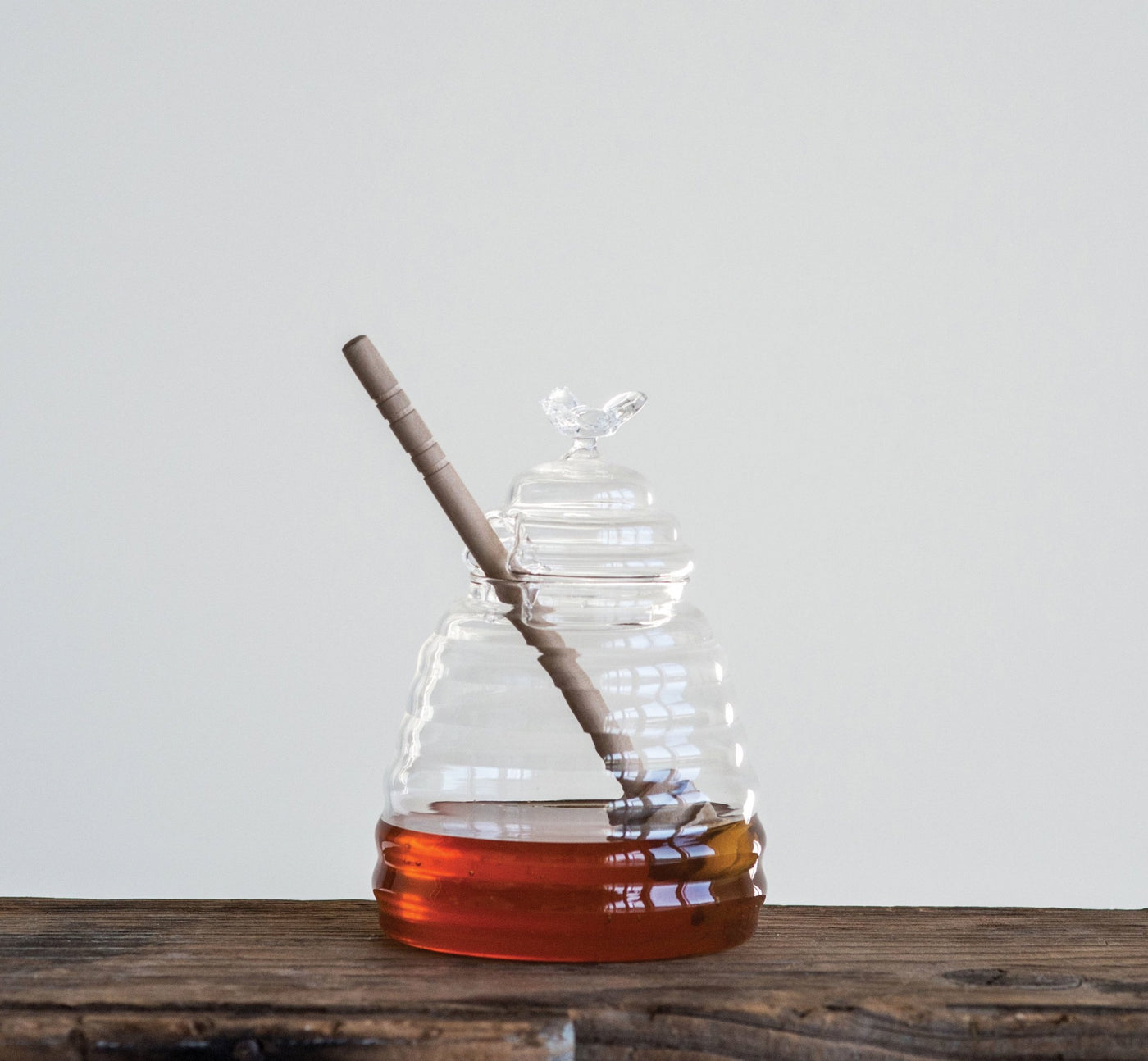 Clear Honey Jar with Honey Dipper