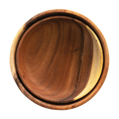 Round Acacia Wood Bowl, Set of 2